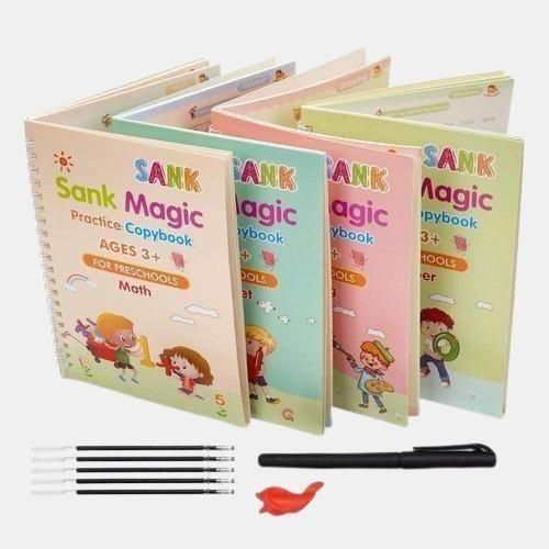 Sank Magic Practice Copybook (4 Books + 1 Pen + 1 Grip + 10 Refills)
